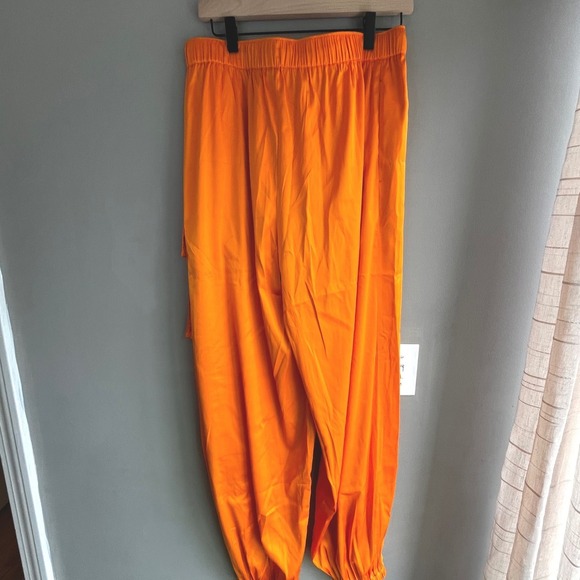 The Drop Women's Orange High Waist Cargo Pants Elastic Waistband Drawstring XL - Picture 5 of 10